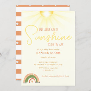 Boho Sunshine Rainbow Baby shower Kaart