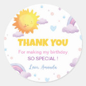 Boho Sunshine Rainbow Birthday Sticker Labels (Voorkant)