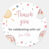 Boho Sunshine Rainbow Birthday Sticker Labels (Voorkant)