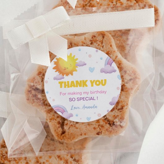 Boho Sunshine Rainbow Birthday Sticker Labels