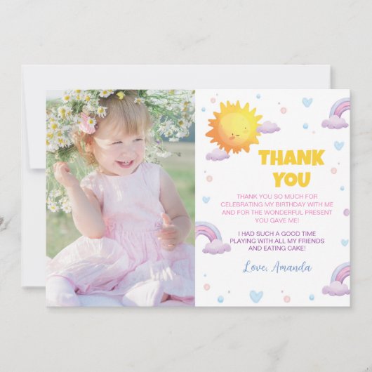 Boho Sunshine Rainbow Dank u kaart Verjaardag (Voorkant)