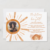 Boho sunshine rainbow oranje foto afstuderen kaart (Voorkant)