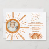 Boho sunshine rainbow sinaasappel 2e verjaardag kaart (Voorkant)