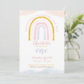 Boho Sunshine, Rainbows en Fun First Birthday Kaart (Staand voorkant)