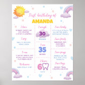 Boho Sunshine Regenboog Verjaardag Milestone Poste Poster (Voorkant)