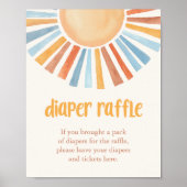Boho sunshine sun Diaper Raffle baby shower sign Poster (Voorkant)