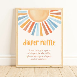 Boho sunshine sun Diaper Raffle baby shower sign Poster