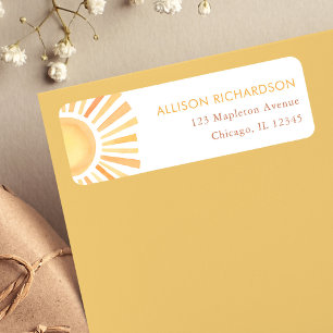 Boho sunshine sun muteerde tinten geel neutraal etiket