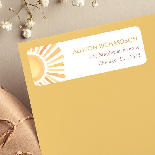 Boho sunshine sun muteerde tinten geel neutraal etiket