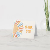 Boho sunshine sun terra cotta blue bedankkaart (Voorkant)