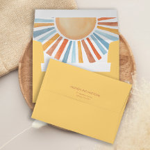 Boho sunshine sun yellow blue enveloppen 5x7 kaart