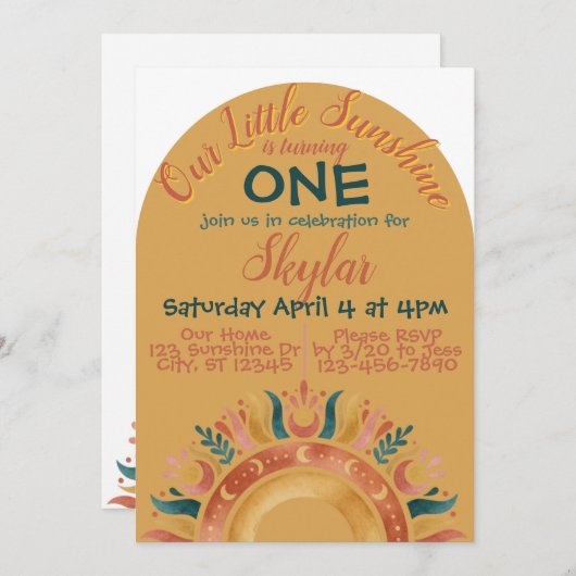 Boho Sunshine verjaardag Kaart (Voorkant / Achterkant)