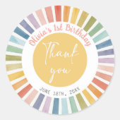 Boho Sunshine Verjaardag Ronde Sticker (Voorkant)