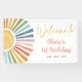 Boho Sunshine Verjaardagsfeest Spandoek (Horizontaal)