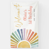 Boho Sunshine Verjaardagsfeest Spandoek (Verticaal)