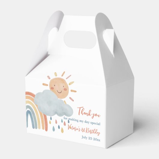 Boho Sunshine verjaardagsfeestje Bedankdoosjes (Voorkant Zijde)