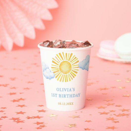 Boho Sunshine Verjaardagsfeestje Papieren Bekers (Insitu)