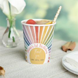 Boho Sunshine Verjaardagsfeestje Papieren Bekers