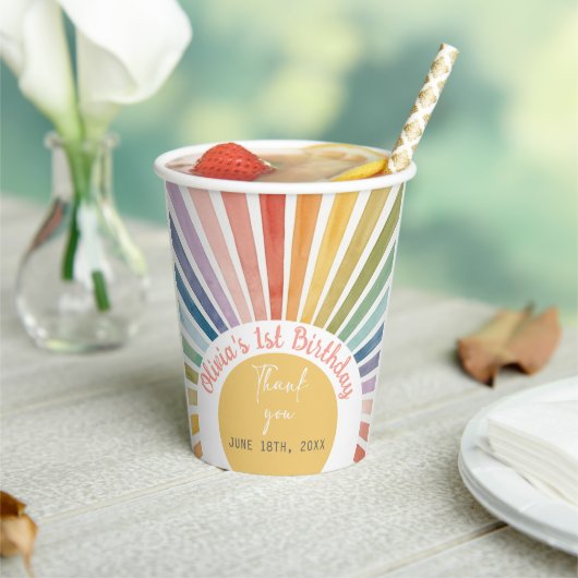 Boho Sunshine Verjaardagsfeestje Papieren Bekers (Insitu)