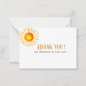 Boho sunshine waterverf bedankt je baby shower notitiekaartje (Voorkant)