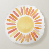 Boho Sunshine Waterverf Nursery Decor Rond Kussen (Voorkant)