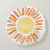 Boho Sunshine Waterverf Nursery Decor Rond Kussen (Achterkant)