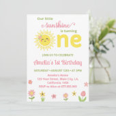 Boho Sunshine Wildflower 1e verjaardag uitnodiging (Staand voorkant)