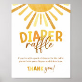 Boho Sunshine Yellow Baby shower Diaper Raffle Poster (Voorkant)