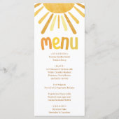 Boho Sunshine Yellow Baby shower Menu (Voorkant)