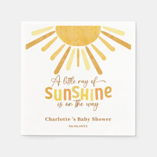 Boho Sunshine Yellow Baby shower Servet (Voorkant)