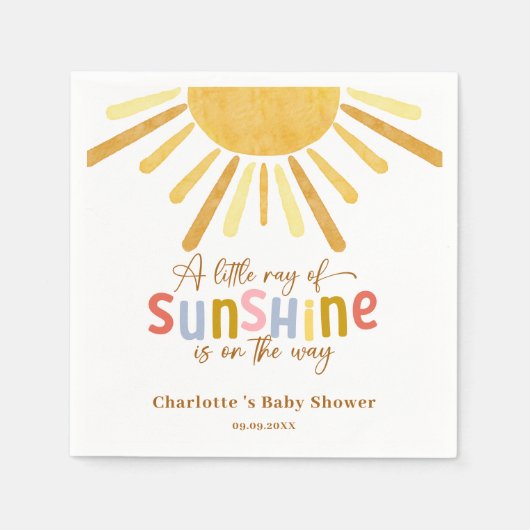 Boho Sunshine Yellow Baby shower Servet (Voorkant)