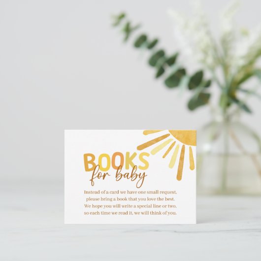 Boho Sunshine Yellow Books voor Baby Baby shower Informatiekaartje (Staand voorkant)