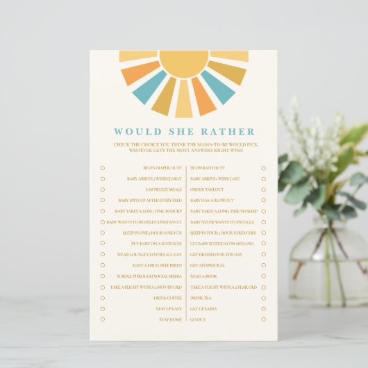 Boho Sunshine zou een Baby shower-spel zijn (Staand voorkant)