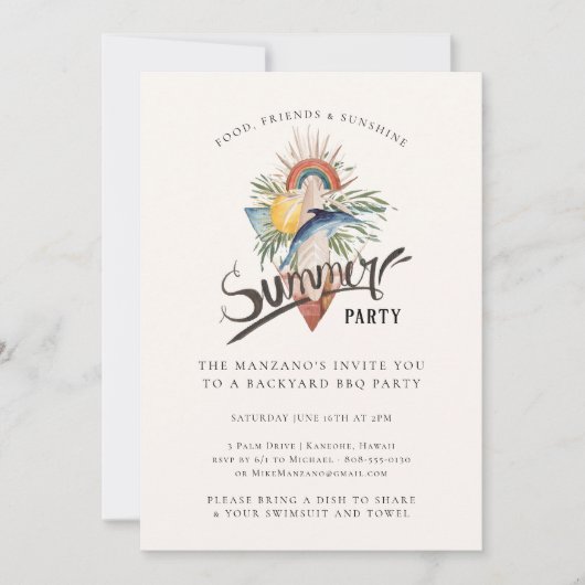 Boho Surf | Zomerfeest in de achtertuin Kaart (Voorkant)