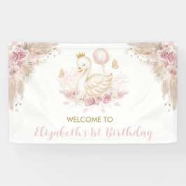 Boho Swan Princess Blush Pink Floral Welcome Spandoek