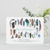 Boho Sweet 16 Feather Verjaardag Uitnodiging (Staand voorkant)