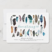 Boho Sweet 16 Feather Verjaardag Uitnodiging (Voorkant)