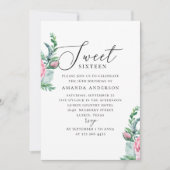 Boho Sweet 16. Tuin roze bloemig 16e verjaardag Kaart (Voorkant)