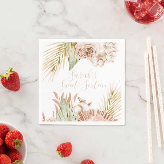 Boho Sweet 16 Verjaardag Gedroogde bloemen Servet (Insitu)