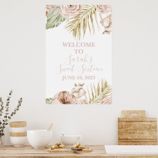 Boho Sweet 16 Welkomstbord Poster (Keuken)