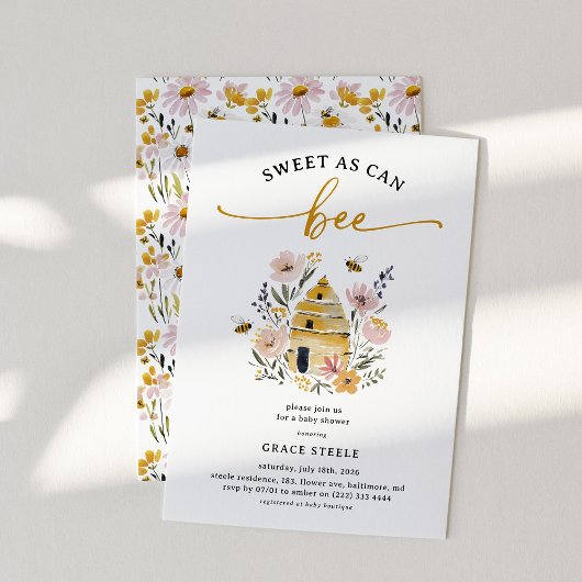 Boho Sweet as Can Bee Baby Shower Kaart