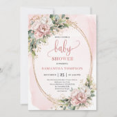 Boho Sweet Blush Floral Greenery Girl Baby Shower Kaart (Voorkant)