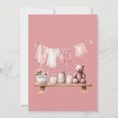 Boho Sweet Girl Pink Clothesline Baby shower Kaart (Achterkant)