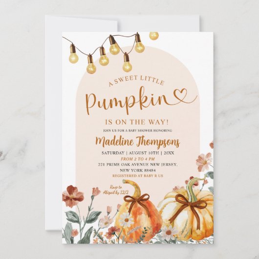 Boho Sweet Little Pumpkin op de weg Baby shower Kaart (Voorkant)