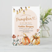 Boho Sweet Little Pumpkin op de weg Baby shower Kaart (Staand voorkant)