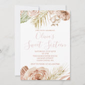 Boho Sweet Sixteen Bloemen 16e verjaardag Kaart (Voorkant)