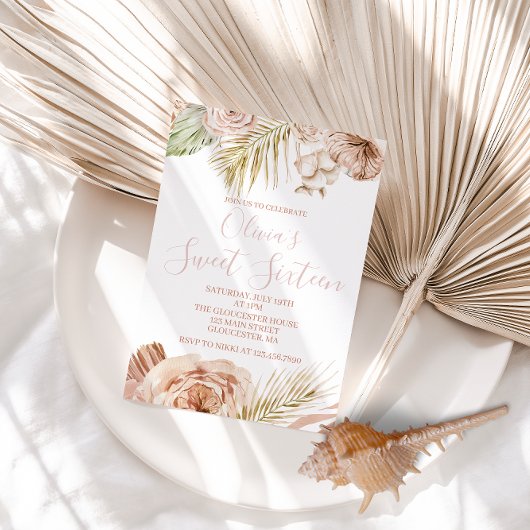 Boho Sweet Sixteen Bloemen 16e verjaardag Kaart