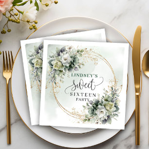 Boho Sweet Sixteen Groene Planten Goud Waterverf S Servet