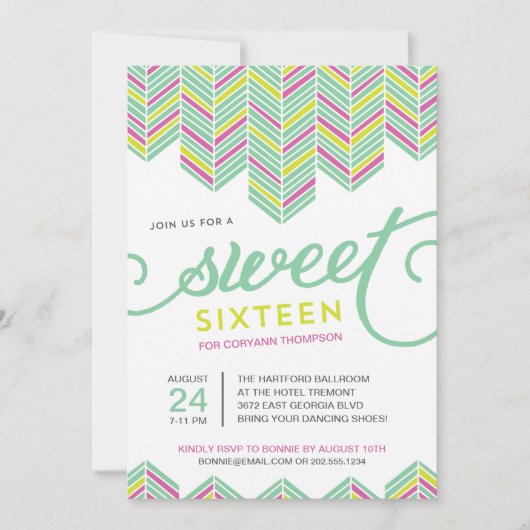 Boho Sweet Sixteen Kaart (Voorkant)
