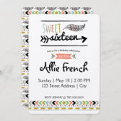 Boho Sweet Sixteen Kaart (Voorkant / Achterkant)